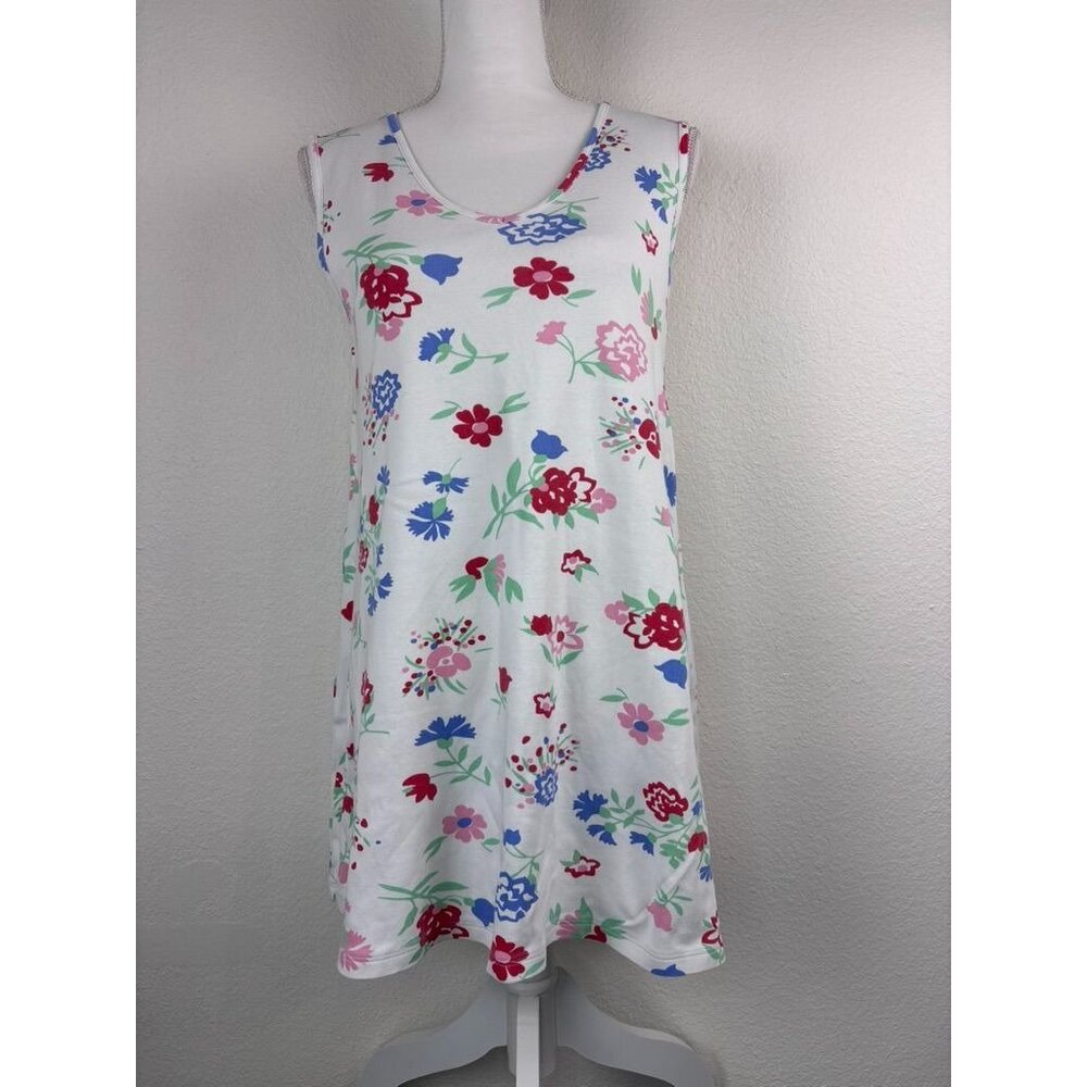 Beaufort Bonnet women's small‎ white floral pima cotton mini dress nightgown